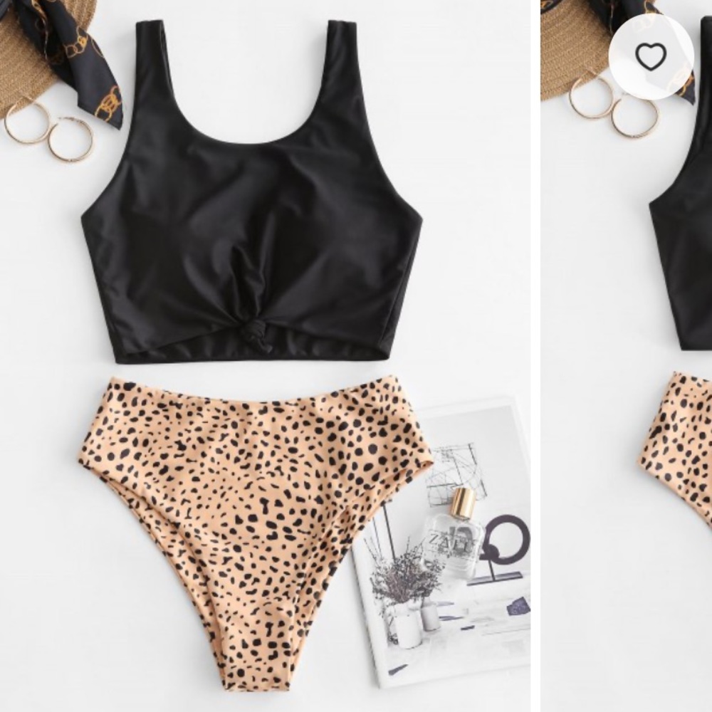 ZAFUL Knot Animal Print Tankini Swimsuit